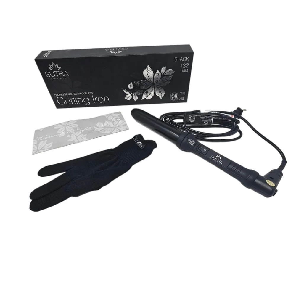 Sutra Beauty Ceramic Ionic Clipless Curling Iron 32MM Black with Glove $275 MRSP